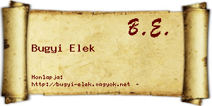 Bugyi Elek névjegykártya
